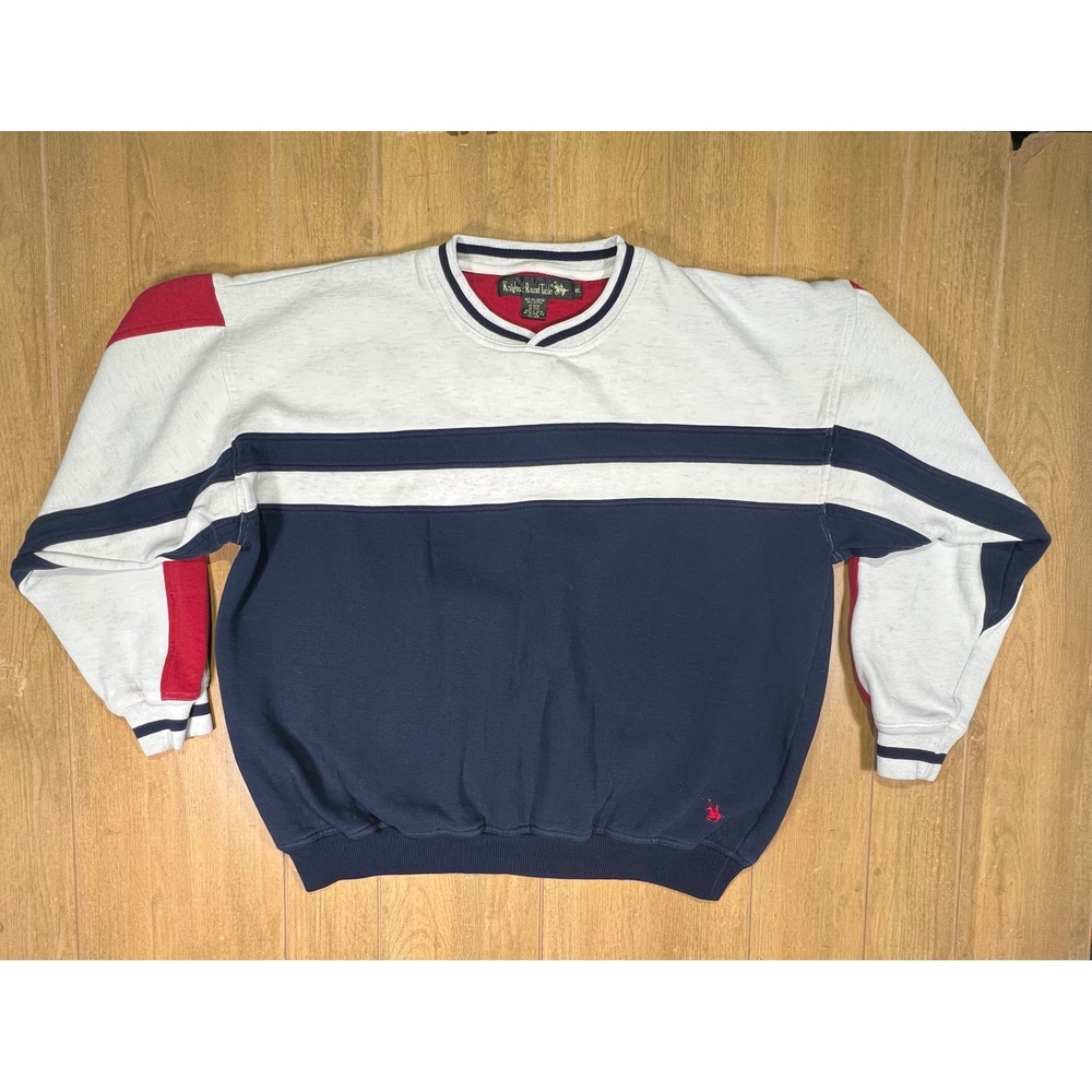 Knights of Round Table Vintage 90s Colorblock‎ Sweatshirt XL Navy Red Grey